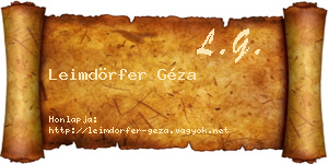 Leimdörfer Géza névjegykártya